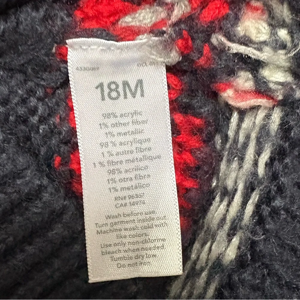 OshKosh B'gosh Red and‎ Navy Knit Sweater Size 18 Months EUC